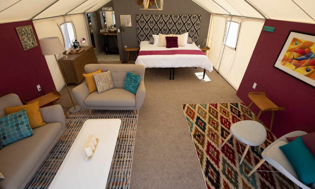 Inside our luxurious Glamping Tents